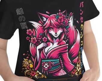 Fox T-Shirt Fox Lover Gift, Vanity Vixen Lady Kitsune Japanese Art, Nature Lover Tee, Floral Fox Shirt, Animal Lover, Pansexual LGBTQ Tshirt