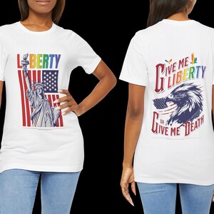 LIBERTY, The Statue of Liberty, Declaration of Independence, Freedom, American Flag colors, Liberty or Death, Subtle Pride Patriotic T-Shirt