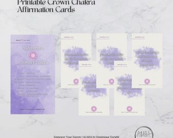 Crown Chakra Affirmations Bundle | Sahasrara Printable Cards & Phone Wallpaper | Spiritual Connection Digital Download
