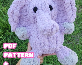 Fingerknit Chunky Elephant Plushie Pattern with Video Tutorial Elephant Amigurumi Plushie