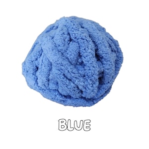 Blue Chunky Chenille Yarn Jumbo 7, 28yards, 8 oz, Super Bulky , Plush Yarn,  Fingerknit, Handknit, Handcrochet Chunky