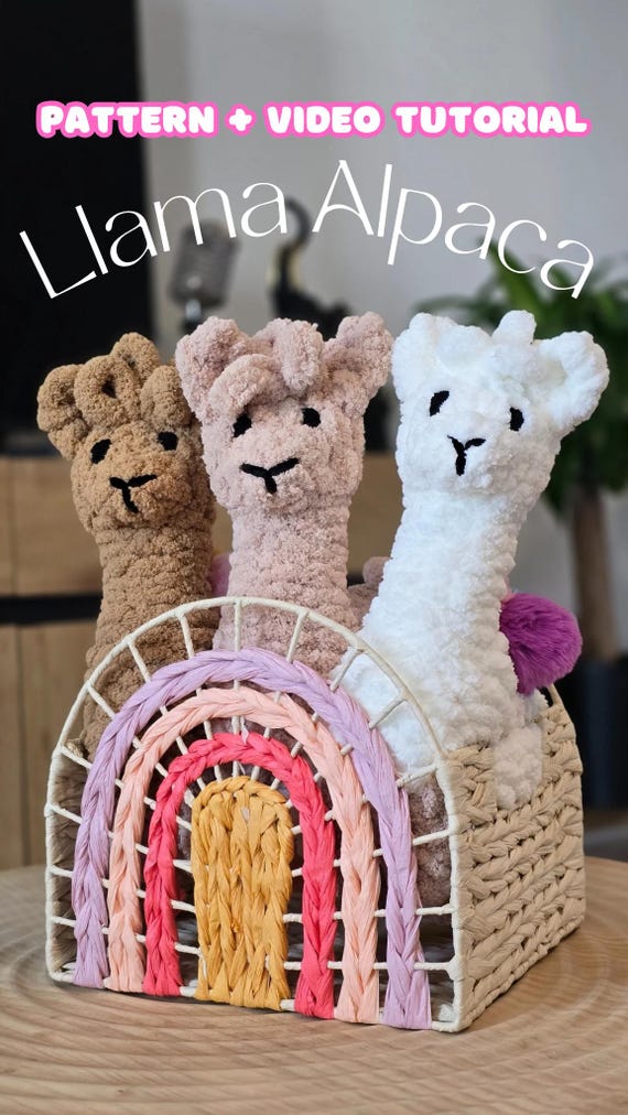 Handknit Llama Alpaca Plushie Pattern with Video Tutorial