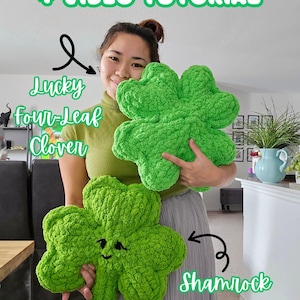 Handknit St. Patrick&#39;s Shamrock and Lucky Four-Leaf Clover Pattern with Video Tutorial