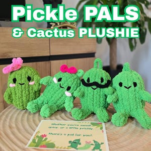 Handknit Pickle Pals & Cactus Plushie Pattern with Video Tutorial | Mr. Pickle | Ms. Pickle | Cactus | Pickle Plush