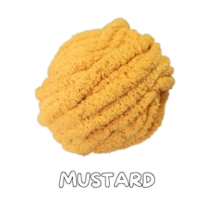 Mustard Chunky Chenille Yarn Jumbo 7, 28yards, 8 oz, Super Bulky , Plush Yarn,  Fingerknit, Handknit, Handcrochet Chunky