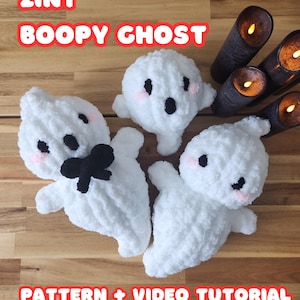 Handstickat 2-i-1 Boopy Ghost Baby Boopy Ghost-mönster med videoinstruktioner till plysch