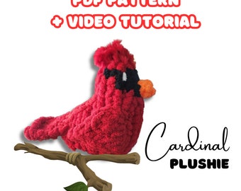 Fingerknit kardinaal knuffelpatroon met videotutorial