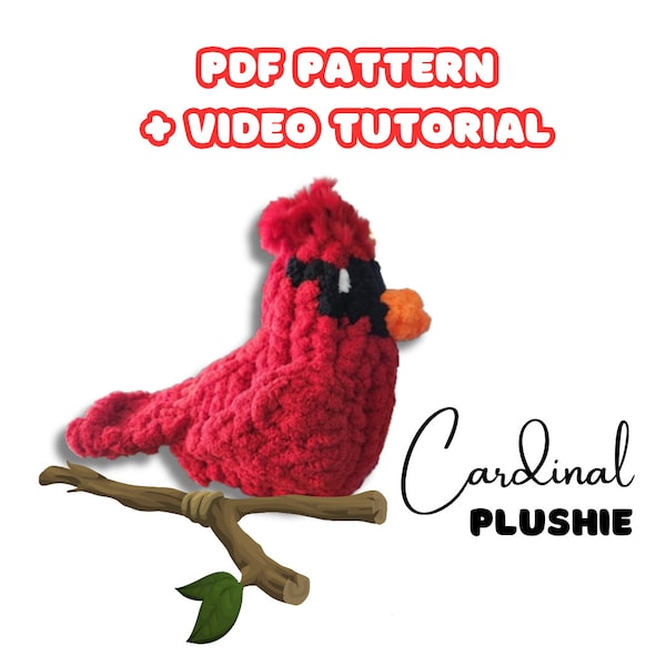 Fingerknit Cardinal Plushie Pattern with Video Tutorial