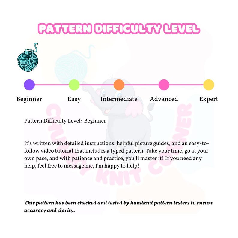 Puede incluir: Gr&aacute;fico que ilustra los niveles de dificultad de un patr&oacute;n, desde Principiante hasta Experto, con una escala codificada por colores. El texto describe las caracter&iacute;sticas del patr&oacute;n y su comprobaci&oacute;n de precisi&oacute;n.