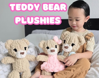 Handknit 3in1 Teddy Bear Plushies PDF Pattern with Video Tutorial Baby Bears with Outfits Free Scrappy Teddy Bear Modification Guide