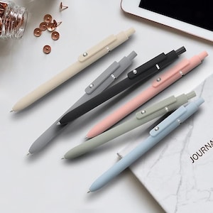 6 Cute Gel Pens, Retractable Quick Dry Gel Pen, Fine Point 0.5mm Black Ink, Smooth Writing Aesthetic Pens for Home School Office Supplies