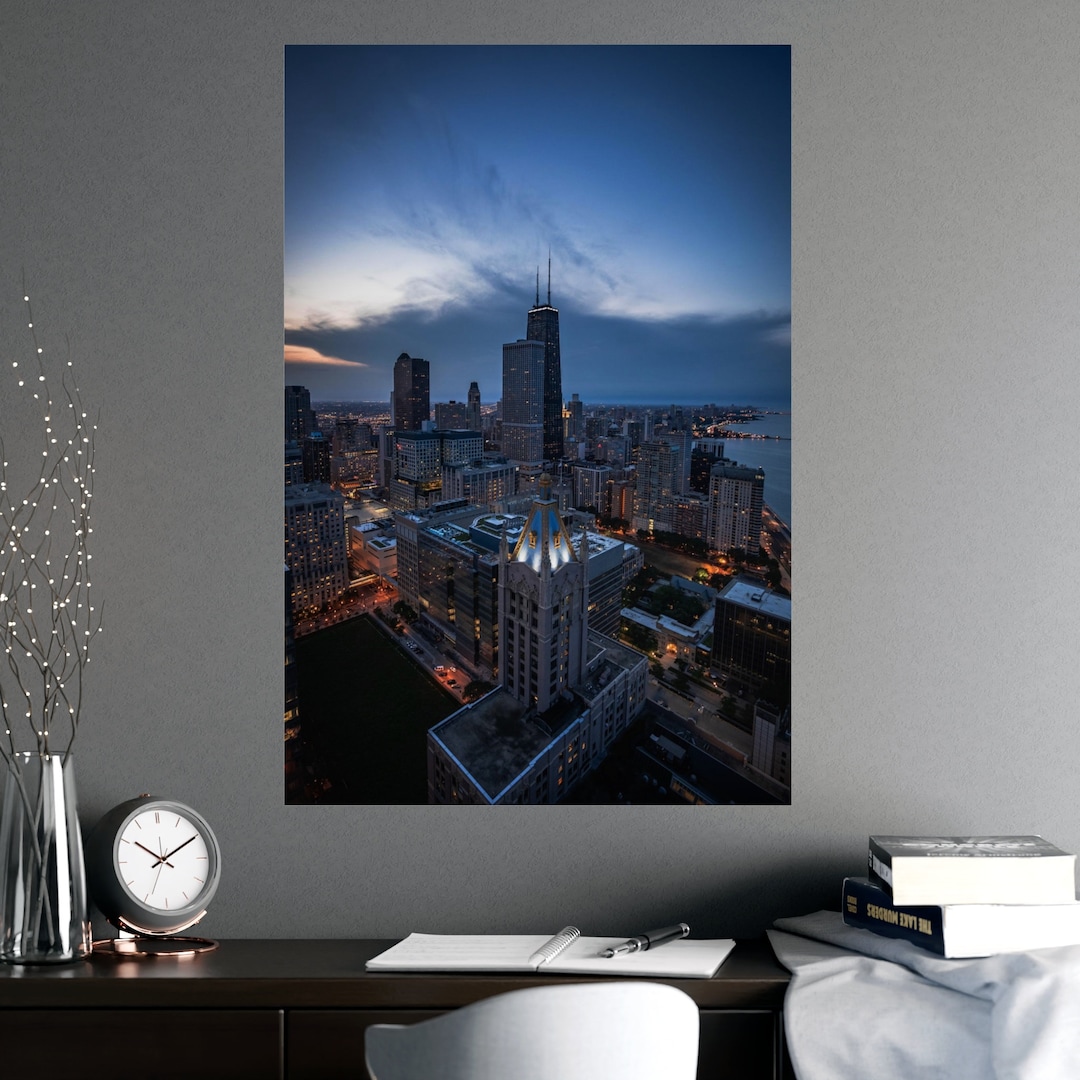 Chicago City Skyline Wall Art, Chicago Poster, Chicago Wall Decor