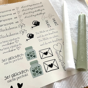 PDF print template good luck messages - candle slide film, water slide film, transfer film, candle stickers, make your own candle tattoos