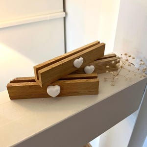 3er Set Kartenhalter/Bilderleiste/Fotohalter mit Herz aus Holz - Tischdekoration Feier/ Hochzeit/ Halter Menukarte/ Geschenkidee Kleinigkeit