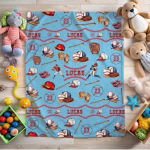 Personalized Baseball Blanket for Kids, Custom Name Blanket, Baseball Throw for Boys and Girls, Sports Blanket, Gift for Toddlers and Kids