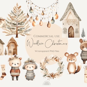 Christmas Boho Animal Clipart png Aquarell png