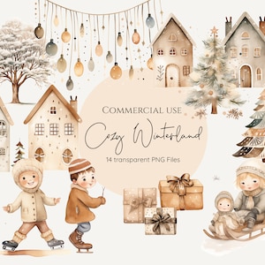 Christmas Winterland Kids Clipart Boho Clipart Aquarell png