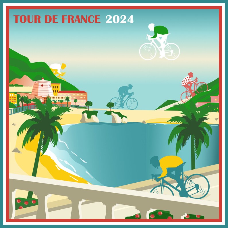 Tour De France 2024 Map. Digital Design. for a Print or Digital Use