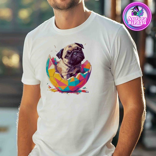 Mops T-Shirt Geschenk AI Pop Art Design pug Shirt Ostern niedlich süß Osterei