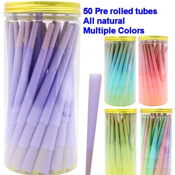 50 Pre rolled cones cigarette tubes pre roll tube rolling papers  pink pre roll loader blazy susan blue pink green cones pre roll tubes