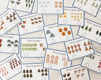 Confronto dei numeri 1-10 Flash Card - Tema invernale