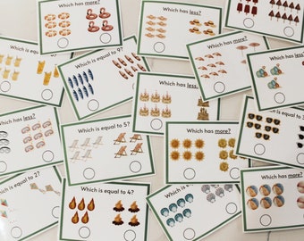 Confronto dei numeri 1-10 Flash Card - Tema estivo