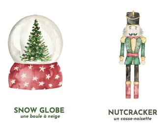 Schede flash di parole natalizie - inglese con francese