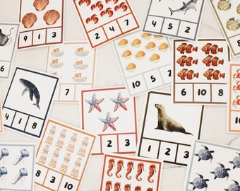 Conteggio dei numeri 1-10 Flash Card - Tema oceano