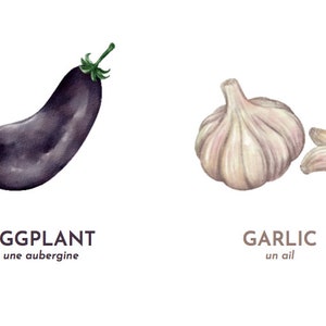 Fruit & Vegetable Flash Cards - English with French