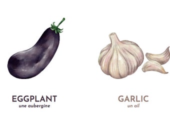 Schede flash su frutta e verdura - inglese con francese