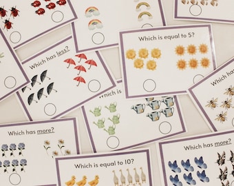 Confronto dei numeri 1-10 Flash Card - Tema primaverile