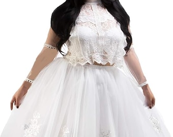 Sposa da vedere - Abito per addio al nubilato e abbigliamento per addio al nubilato - Gonna tutù corta da sposa bianca da donna - Bianco O/S