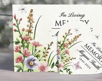 Bulk Personalized Memorial Favors, Funeral Program Wildflower Seed Paper, Funeral Keepsake Gift, Celebration of Life Token, In Loving Memory