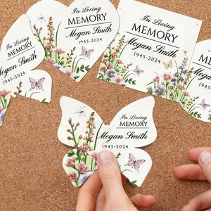 Custom Memorial Seed Paper Funeral Favor, In Loving Memory Butterfly Cards with Wildflower Seeds, Celebration of Life, Plantable Seed Favors
