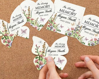 Cadeau funéraire personnalisé en papier semences commémoratif, Cartes papillon à mémoire d'amour avec graines de fleurs sauvages, Célébration de la vie, Cadeaux pour graines à planter