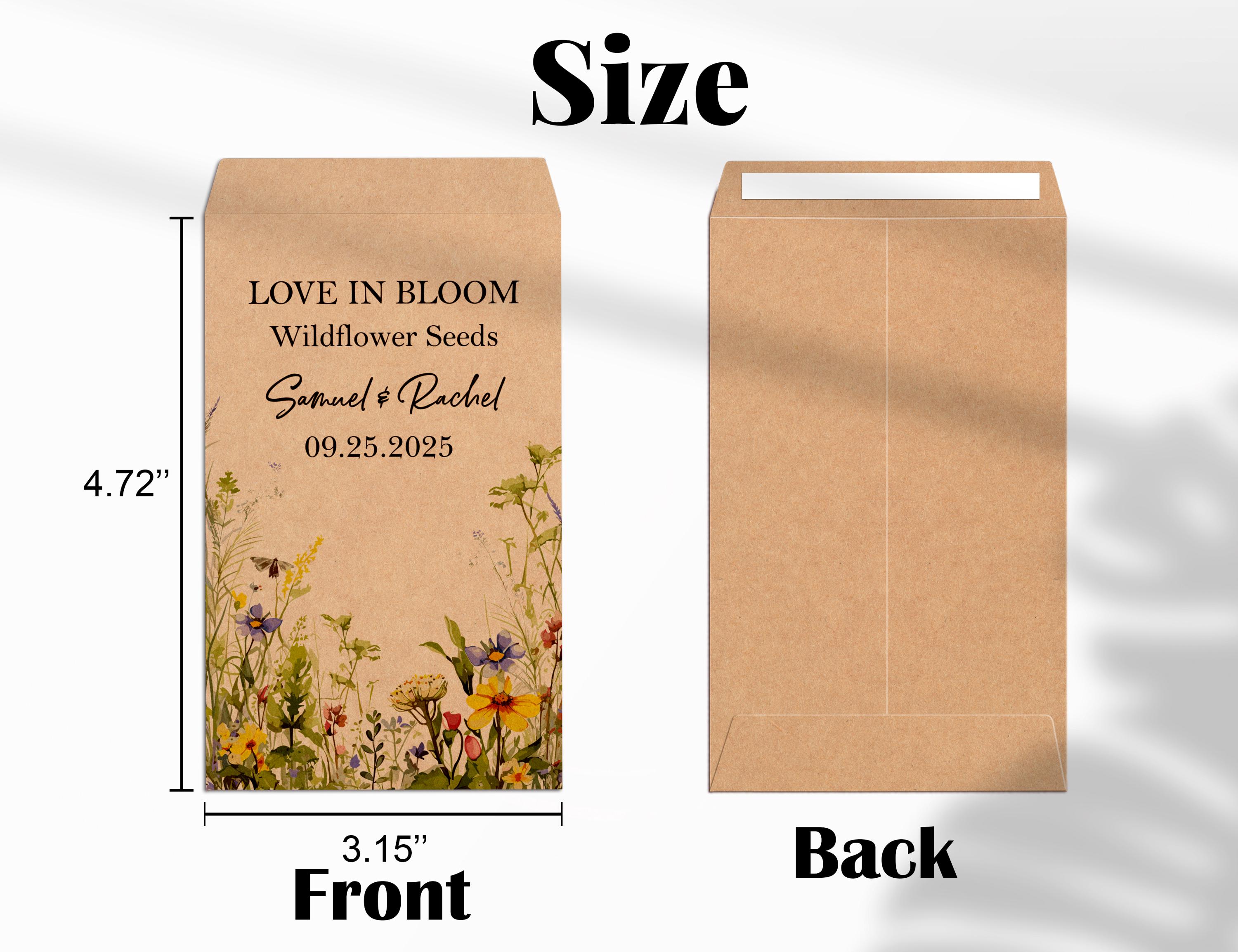Bulk Custom Wildflower Seed Packet for Wedding, Love in Bloom Wedding Favors, Seed Included Personalized Seed Packets, Wedding Seed Envelope