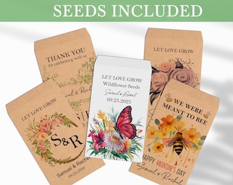 Let Love Grow Wedding Seed Packets | Eco Friendly Seed Favors | Kraft Seed Packets with Wildflower Seeds | Rustic Wedding Favors