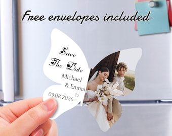 Wedding Photo Magnet with Save the Date/Magnet Favors/Wedding Invitation Cards/Custom Photo Fridge Magnets/Personalized Gifts for Engagement