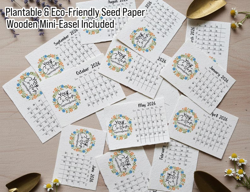 2026 Plantable Seed Paper Calendar Gifts | Watercolor Landscape ...