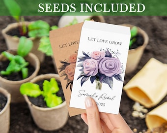 Personalized Wedding Wildflower Seed Packet/Seed Included Custom Seed Packets Favor/Wedding Favors/Let Love Grow Seed Envelope/Bridal Shower