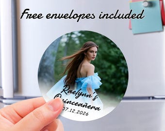 Custom Quinceañera Magnet Favors, Sweet 16 Photo Fridge Magnet, Mis Quince Años Invitation Cards, Bulk Birthday Gift for Friends, Home Decor