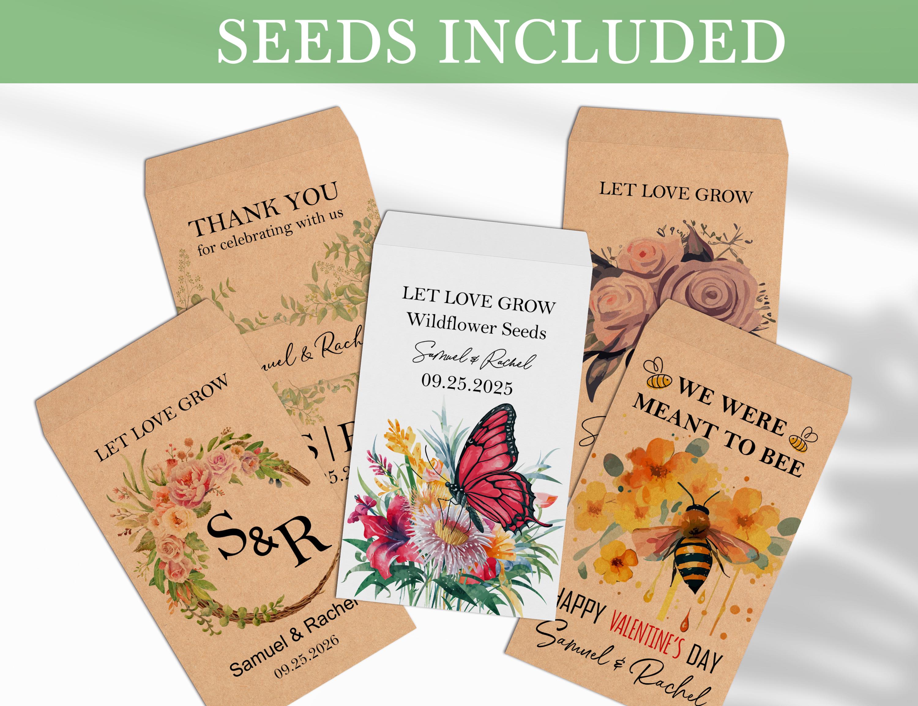 Bulk Custom Wildflower Seed Packet for Wedding, Love in Bloom Wedding Favors, Seed Included Personalized Seed Packets, Wedding Seed Envelope