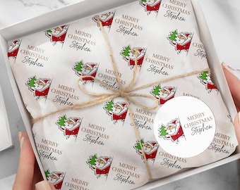 CHRISTMAS Holiday Tissue Paper, Personalized Christmas Business Packaging Tissue Paper, Full-Color Xmas Gift Wrapping, Printed Vellum Paper