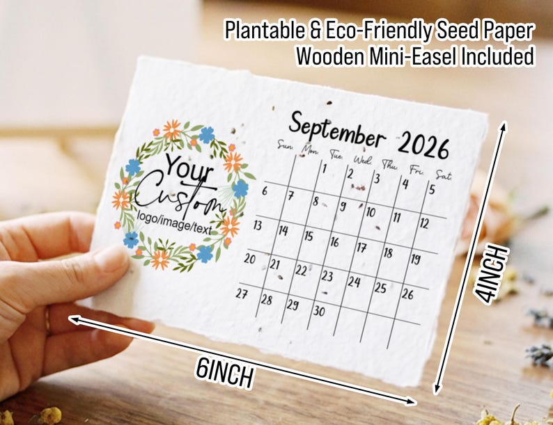 2026 Plantable Seed Paper Calendar Gifts | Watercolor Landscape ...