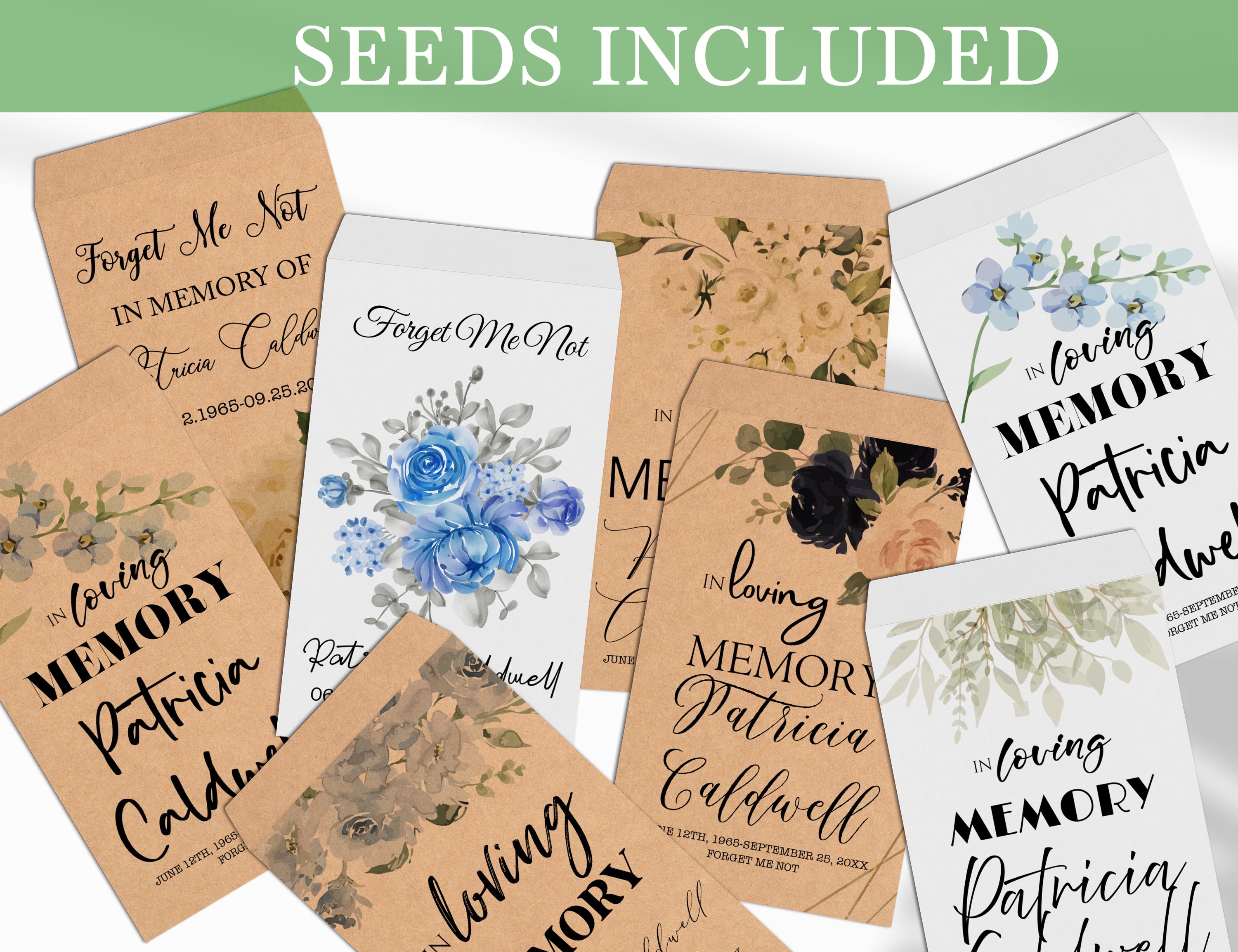 Personalized Seed Packet Funeral Favors for Guests/forget Me Not Seeds