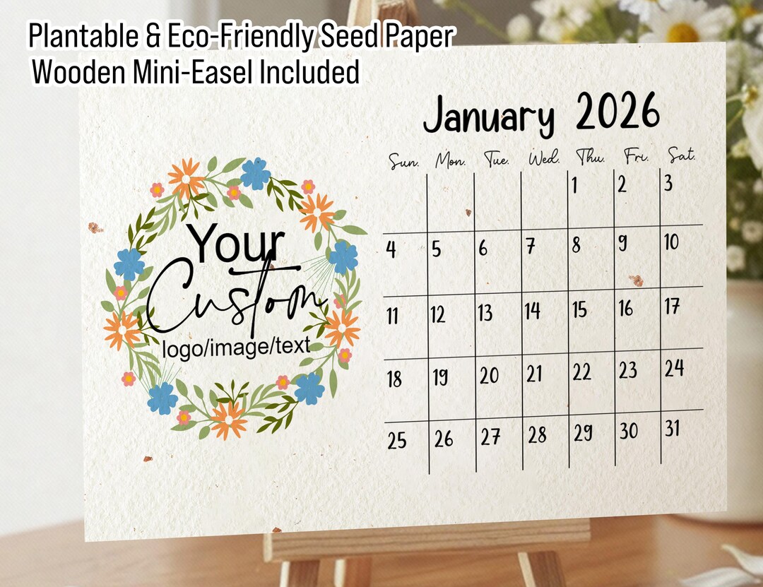 2026 Plantable Seed Paper Calendar Gifts | Watercolor Landscape ...