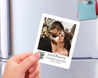 Save The Date Magnets with QR Code Personalized Wedding Invitation Magnets Card QR Code RSVP Wedding Magnets Unique Wedding Favors for guest
