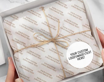 Custom Logo Tissue Paper, Branded Tissue Paper, Full Color Packaging Paper, Business Gift Wrap, Personalized Vellum Paper for Brand & Events