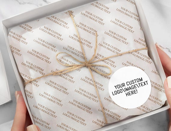 Custom Logo Tissue Paper, Branded Tissue Paper, Full Color Packaging Paper, Business Gift Wrap, Personalized Vellum Paper for Brand & Events