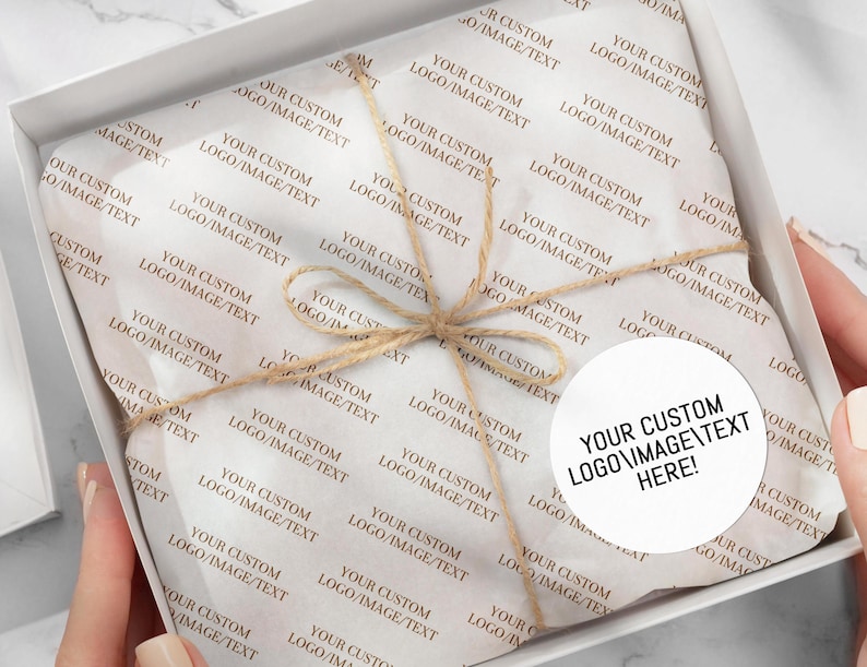 Custom Logo Tissue Paper, Branded Tissue Paper, Full Color Packaging Paper, Business Gift Wrap, Personalized Vellum Paper for Brand & Events image 1